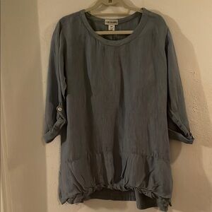 Light denim Blue Boxy Tunic/mini dress with Relaxed Fit and button up sleeves